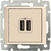 Розетка USB тип A+A без рамки Legrand Valena 2-м. 1500мА слоновая кость  картинка